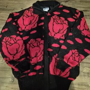 black and red vintage rose jacket